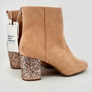 Old Navy NWT Blush Tan Pink Glitter Block Heel Boots Size 9